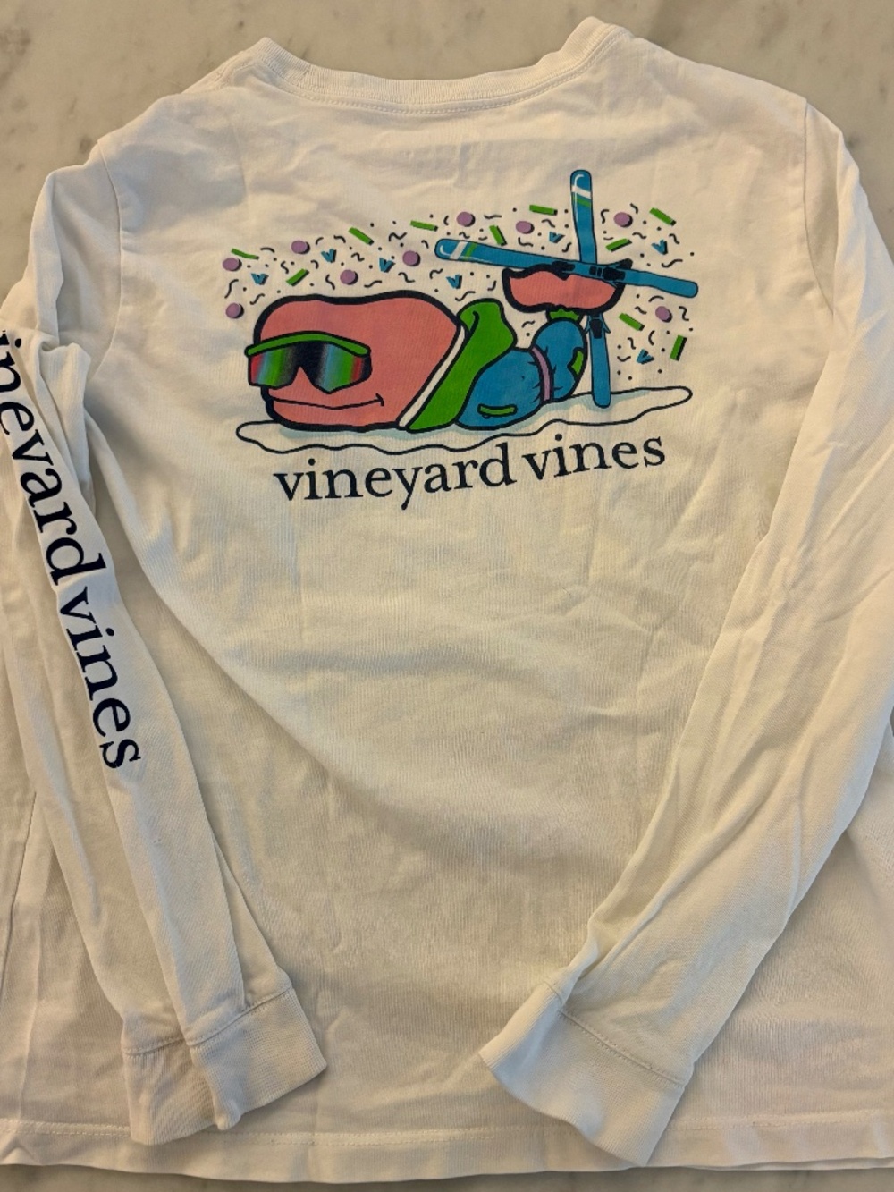 Vineyard Vines Boys Long Sleeve Pocket Tee Ski Whale Size 7